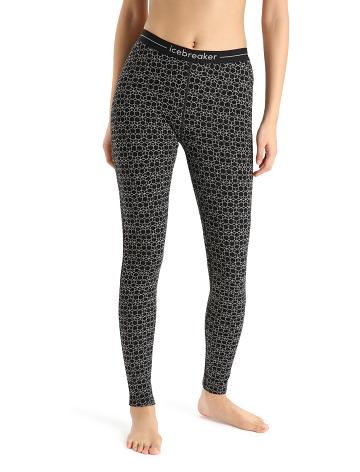 Legginsy Icebreaker Merino 250 Vertex Alpine Geo Damskie Czarne Białe | PL 1416RVDW